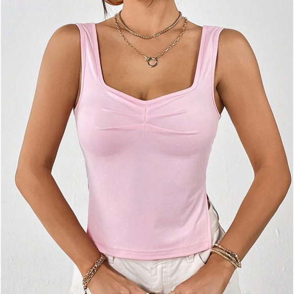 shein ruched split hem tank top - Picture 4 of 6